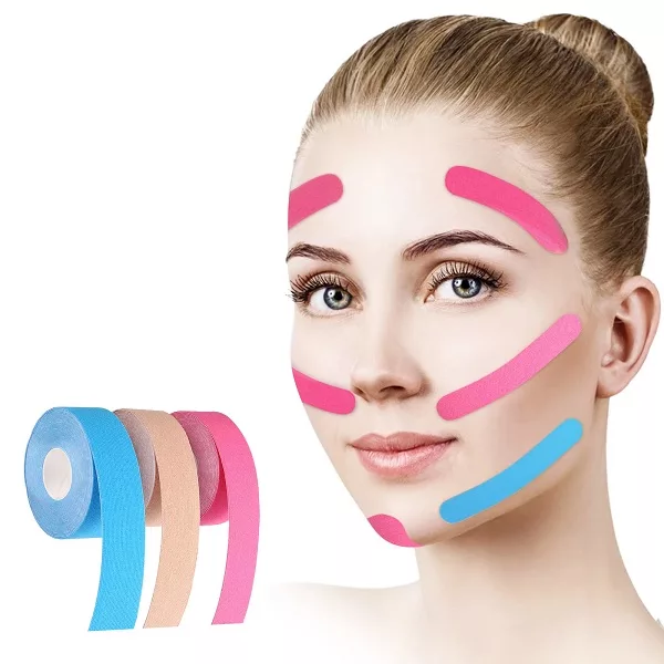 kinesiologie gezichtstape, tape voor gezicht en hals, tape voor rimpels