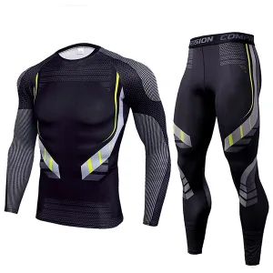 compressieset, gymsportkleding, sportkleding voor heren, rashguard, compressiebroeken, heren lange mouw