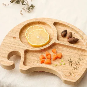 Baby Bamboe Bord met Siliconen Zuig- en Lepelset
