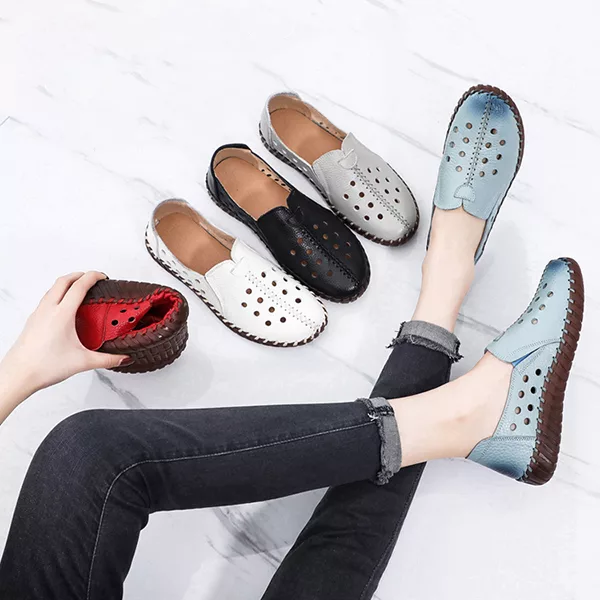 zomer wijde sandalen, leren sandalen, wijde schoenen, wijde loafers, damesschoenen van echt leer, damesschoenen met leren instappers