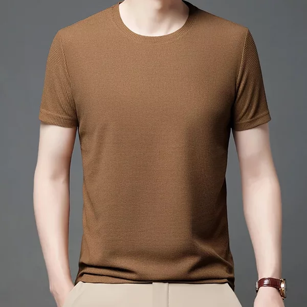 heren t-shirt, t-shirt met ronde hals, wafel t-shirt, katoenen t-shirt, t-shirt met korte mouwen