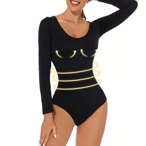 bodysuit, shapewear, bodysuit met lange mouwen, bodyshaper, buikcontrole, compressiebodysuit