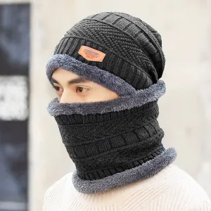 Heren Winter Warme Beanie Hoed & Sjaal Set