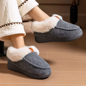 platform house slippers, fuzzy house shoes, plush house slippers, fuzzy slippers