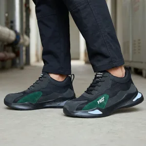 Stijlvolle Veiligheidsschoenen met Stalen Neus voor Heren Ademend en Schokabsorberend Werksneakers