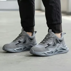 Ademende veiligheidsschoenen met stalen neus voor heren, antislip lichtgewicht werksneakers