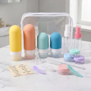 16-delige siliconen reisfles- en dispenser-set